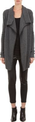 Vince Ribbed Drape-Front Cardigan
