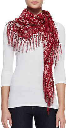 Tory Burch Silesa Floral Square Scarf, Red