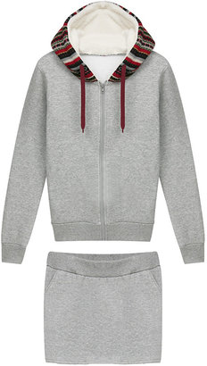 Choies Gray Patched Hoodie With Pencil Skirt