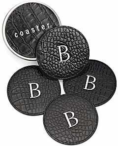 Graphic Image Personalized Croco Leather Coaster Set