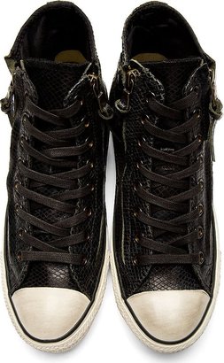 Converse by John Varvatos Black Snakeskin Double Zip Chuck Taylor All Star Sneakers