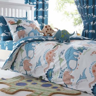 Bluezoo Kids' blue dinosaur print duvet cover and pillow case set