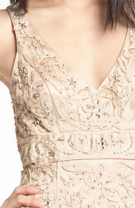 Sue Wong V-Neck Embroidery & Bead Overlay Gown