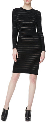 L'Agence Fitted Sheer-Stripe Dress