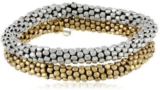 Kenneth Cole New York "Beaded Bracelets" Silver and Gold Seed Bead Stretch Bracelet Set