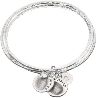 Under the Rose Personalised Fingerprint Bangle, 2 Charms, Silver