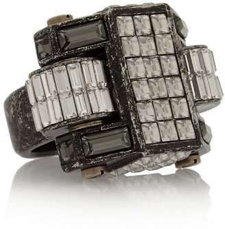 Lanvin Pewter-plated crystal ring