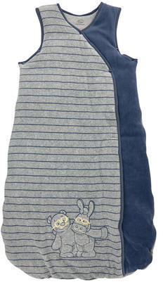 Noukie's mottled grey and navy blue velvet sleeping bag - 90 cm