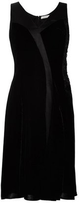 Nina Ricci Satin, Velvet and Lace Paneled Dress Noir