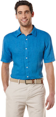 Perry Ellis Short Sleeve Solid Linen Shirt