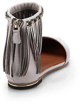 Rebecca Minkoff Faith Ankle-Fringe Leather d'Orsay Flats