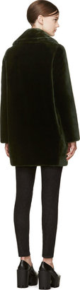 Stella McCartney Green Plush Faux-Fur Coat