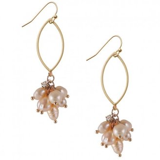 Oliver Bonas Gold and Pearl Oval Drop Earrings