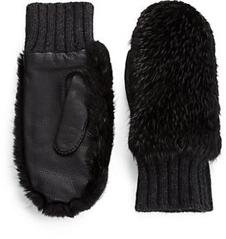 Marni Fur & Leather-Trimmed Knit Gloves