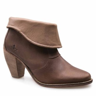 J Shoes Saloon Women's Dark Brown/Loam Leather Western Ankle Boots C9407