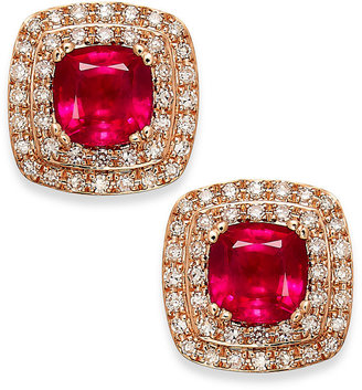 Effy Rosa by Ruby (1-3/4 ct. t.w.) and Diamond (1/4 ct. t.w.) Stud Earrings in 14k Rose Gold