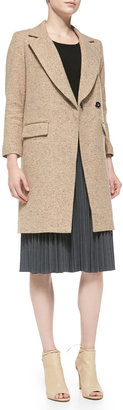 Milly Merino 3/4-Sleeve Back-Zip Sweater