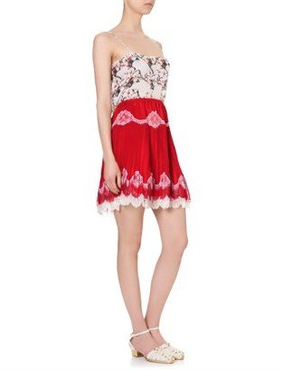 Meadham Kirchhoff Red Silk Lace Stella Skirt