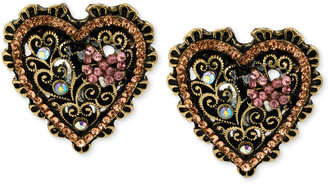 Betsey Johnson Gold-Tone Heart Button Stud Earrings