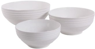 Gibson Home 3-Piece Stoneware Bowl Set in White