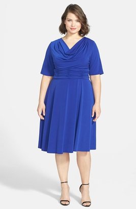 Jessica Howard Ruched Waist Fit & Flare Dress (Plus Size)