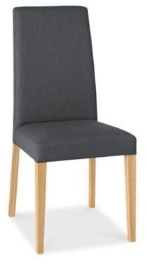 Debenhams Pair of steel grey 'Miles' tapered back upholstered dining chairs with light oak legs