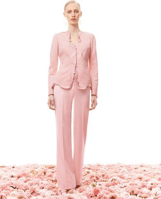 Albert Nipon Pant Suit with Scalloped Placket on Jacket