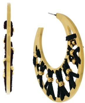 Vince Camuto Gold-Tone Open Hoops with Suede Netting