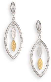 Gurhan Willow 24K Yellow Gold & Sterling Silver Marquis Mini Drop Earrings