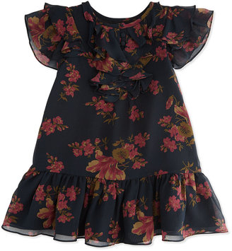 Ralph Lauren Childrenswear Floral-Print Chiffon Drop-Waist Dress, 2T-3T