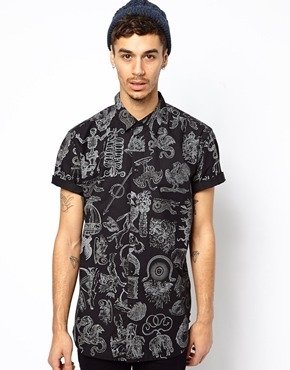 KR3W Shirt With Allover Print - Black