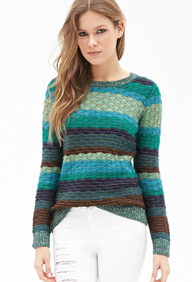 LOVE21 LOVE 21 Textured Stripe Crew Neck Sweater