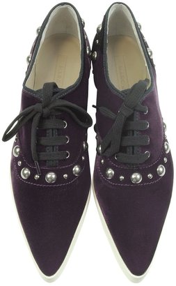 Marc Jacobs Purple Pointed Toe Lace Up Velvet Sneaker