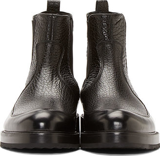 Pierre Hardy Black Grained Leather Chelsea Boots