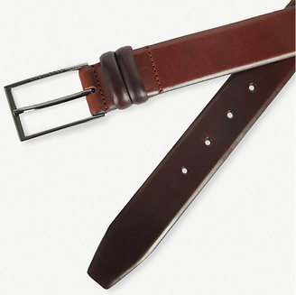HUGO BOSS Mens Med Brown Brushed Leather Belt, Size: 30