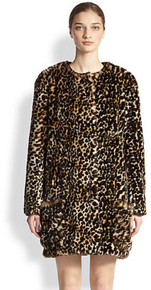 Nina Ricci Faux-Fur Leopard-Print Coat