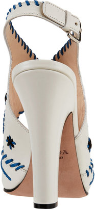 Prada Whip-Stitched Slingback Sandals