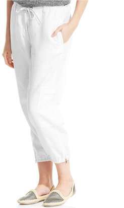 Eileen Fisher Drawstring Linen Cropped Cargo Pants