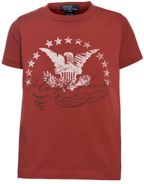 Polo Ralph Lauren Boys' Eagle Motif Short Sleeve T-Shirt, Red