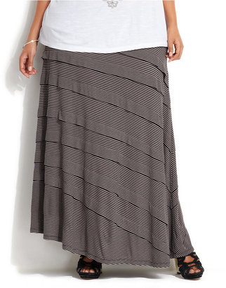 INC International Concepts Plus Size Striped Tiered Maxi Skirt
