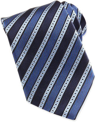 Ermenegildo Zegna Multi Grosgrain Stripe Silk Tie, Blue