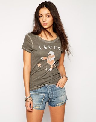 Levi's Levis Slim Crew Neck T-Shirt In Raven Wanderer Logo - Raven wanderer lo
