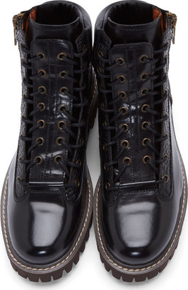 McQ Black Grained & Buffed Leather Mid Boots