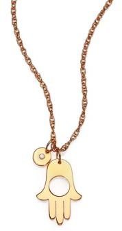Jennifer Zeuner Jewelry Ester Diamond Open Hamsa Pendant Necklace