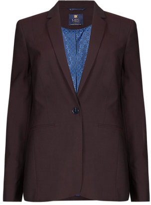 Marks and Spencer M&s Collection Wool Blend 1 Button Jet Pockets Blazer with ButtonsafeTM