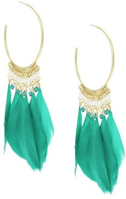 Lipsy Turquoise Feather Hoop Earrings