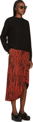 Stella McCartney Black & Orange Striped Asymmetrical Sarouel Trousers