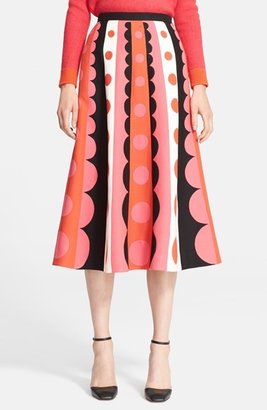 Valentino Graphic Pattern Crepe Midi Skirt