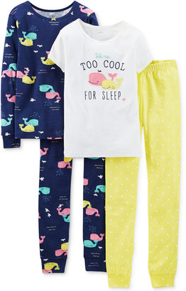 Carter's Little Girls' 4-Piece Whale Pajamas