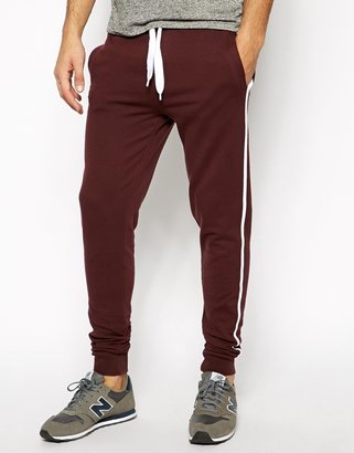 ASOS Skinny Sweatpants With Sports Stripe - Red